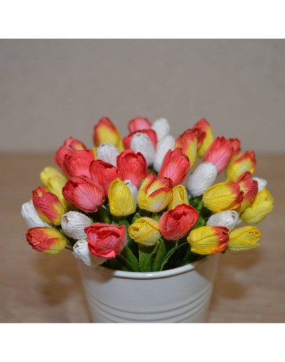 Квіти паперові Тюльпани, червоно-жовта палітра, 20-021