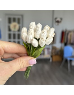 Квіти паперові Тюльпани, 10 см, айворі, 20-040