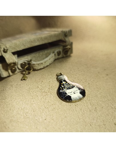 Підвіска "Кіт" з емаллю, металева, золота, 29 мм, 80-131