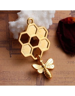 Підвіска-кулон "Соті з бджолою", металева, золота, 46 мм, 80-016