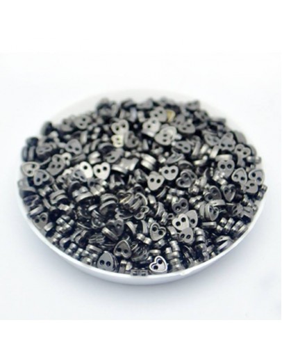 Ґудзики "сердечка" метал, чорне срібло, 4 мм